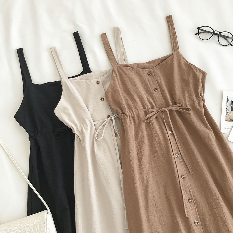 Hàng Sẵn_Yếm kẻ ulzzang thắt nơ eo phong cách hàn | BigBuy360 - bigbuy360.vn