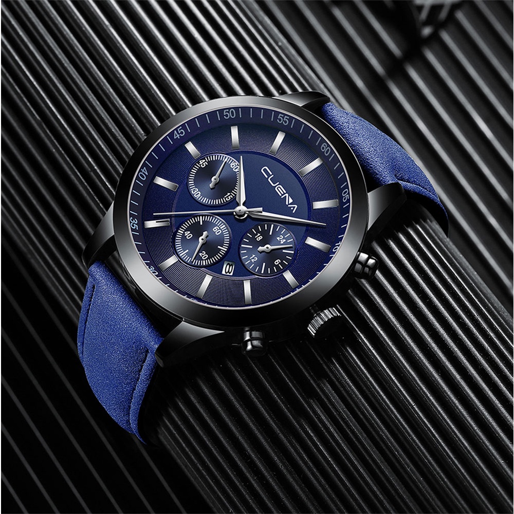 Đồng hồ thạch anh CRRJU 881 L chất liệu da không thấm nước phong cách thể thao thời trang doanh nhân sang trọng cho nam