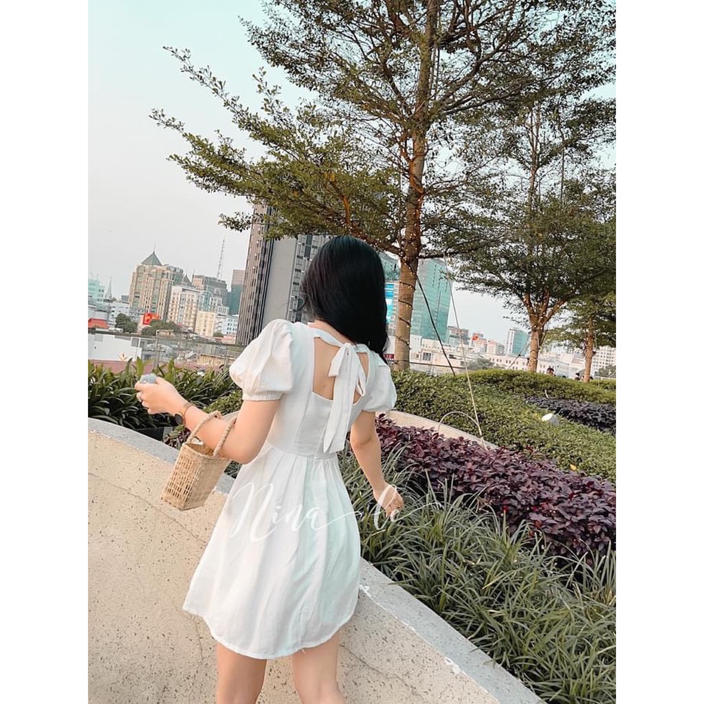 Đầm nữ tay ngắn, đầm xòe đẹp, phom váy trẻ trung, chất vải đẹp, 2 lớp, hàng đẹp chuẩn bán shop, phom dưới 52kg | BigBuy360 - bigbuy360.vn