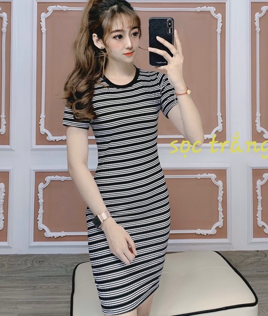 ĐẦM THUN GÂN SỌC BODY TAY NGẮN | BigBuy360 - bigbuy360.vn