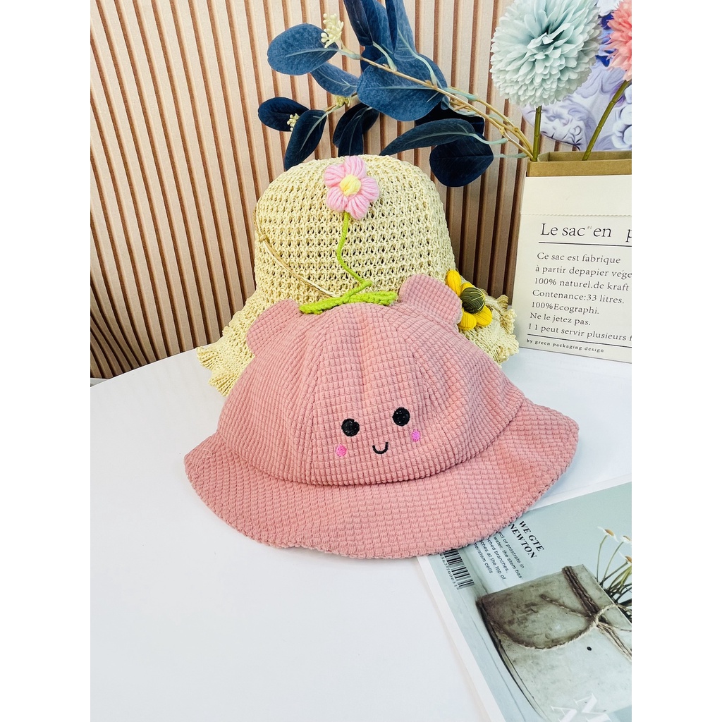 Mũ nón rộng vành đính hoa trên đầu siêu cute dành cho bé trai, bé gái - Hàng Quảng Châu (M26)