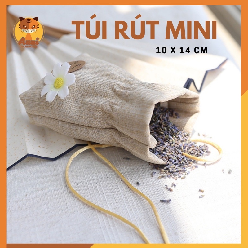 Túi rút mini chất liệu vải bố ANNI05 đựng phụ kiện, hoa khô, túi thơm tiện lợi.