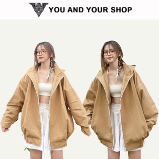 Áo khoác form Nữ- Áo KHOÁC KAKI TRƠN form rộng tay cánh dơi nón tháo rời