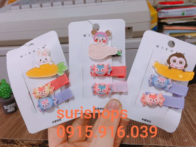 Set 3 Kẹp Tóc kẹo ngọt giao ngẫu nhiên
