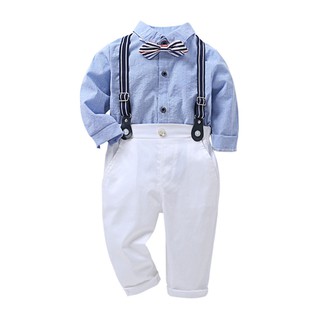 Christmas baby boy clothing set Onion overalls Shirt Bow Simple and handsome
