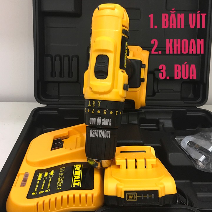 Máy Khoan Pin Dewalt 24V Có Búa -Cực Khỏe Loại Tốt, Khoan Gỗ , Khoan Sắt, Khoan Gạch Men, Vít Ốc Đa Năng