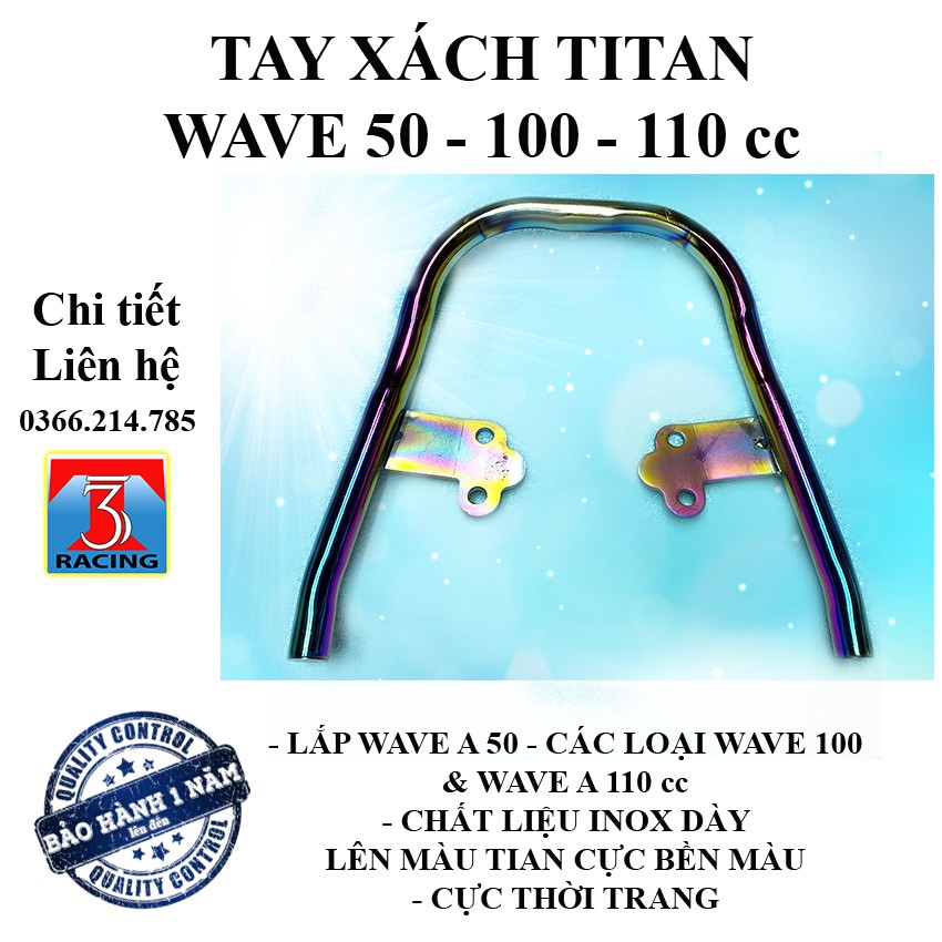 1 Tay xách cảng sau tay dắt Wave 50 100 110 cc - MÀU TITAN - cực dày và chắc khỏe - 3T RACING