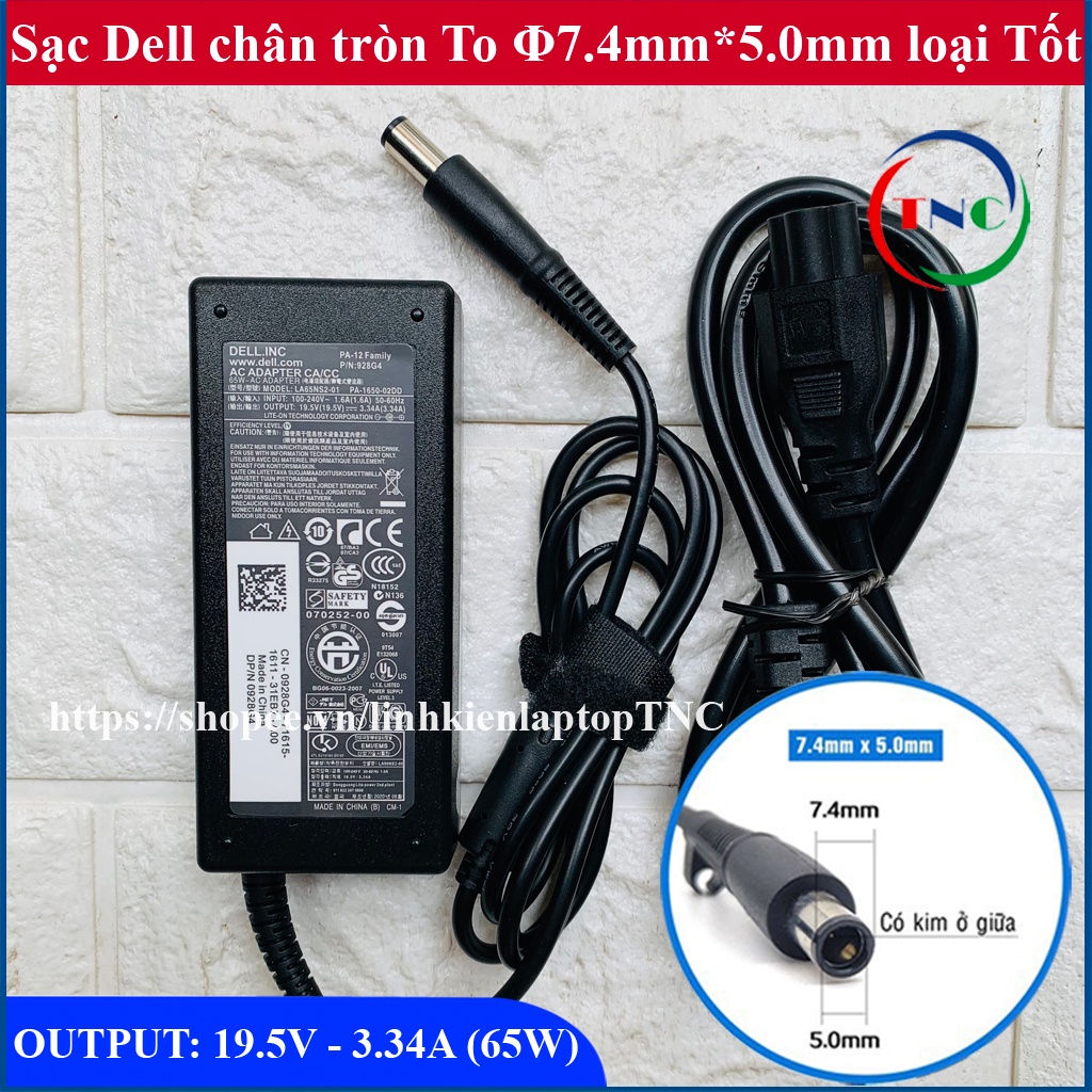 Sạc Dell tốt 19.5V – 3.34A – 65W chân kim to (Adapter Dell ZIN)