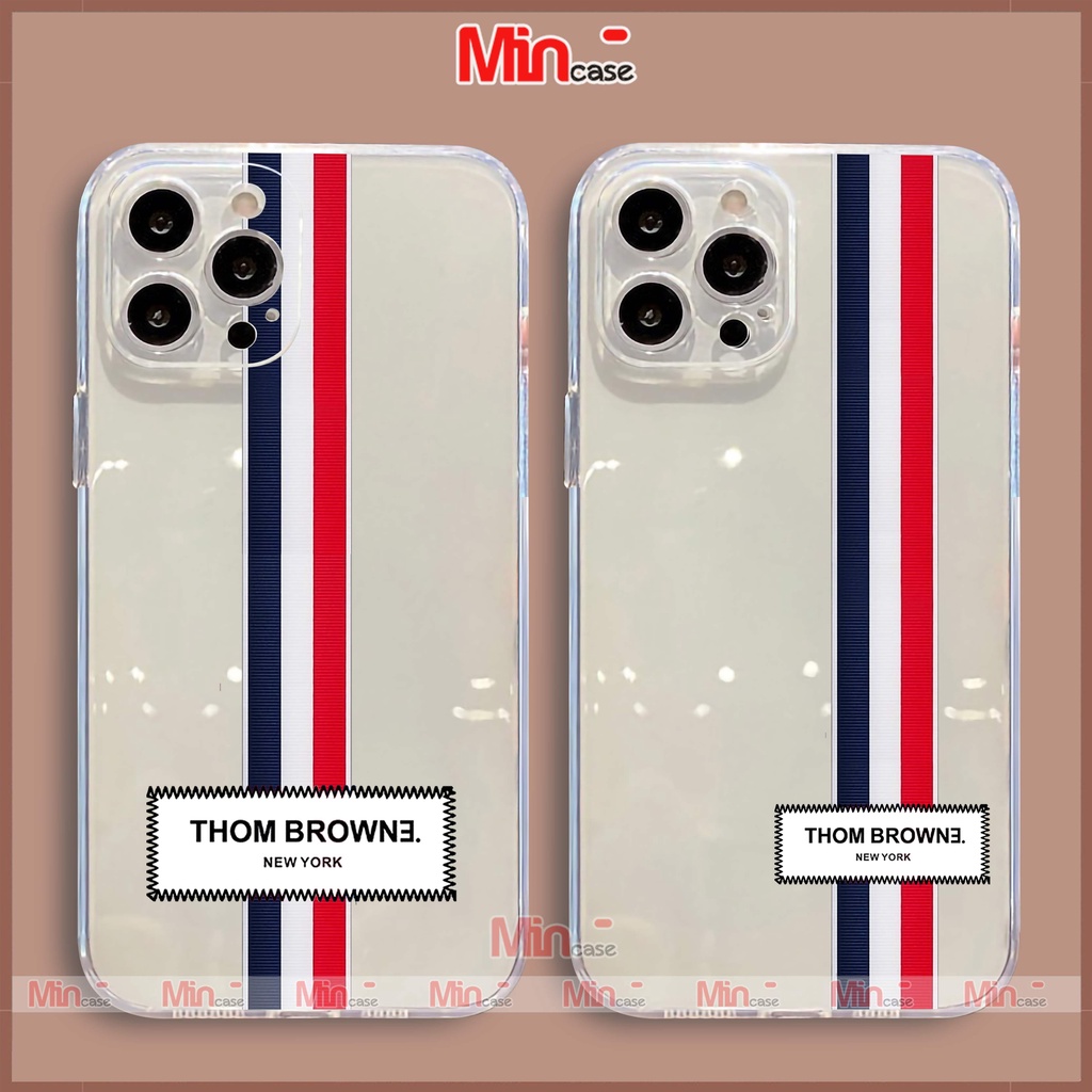 Ốp lưng iPhone Thom Browne chống sốc viền vuông silicon trong suốt cho iphone 6/6s/7/8/X/XS/XR/11/12/13 Pro Plus Max
