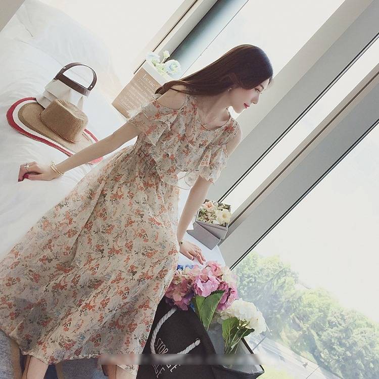 Đầm Maxi Lưng Cao Chất chiffon Phong Cách Hàn Quốc Thời Trang Mùa Hè Cho Nữ S-3XL
