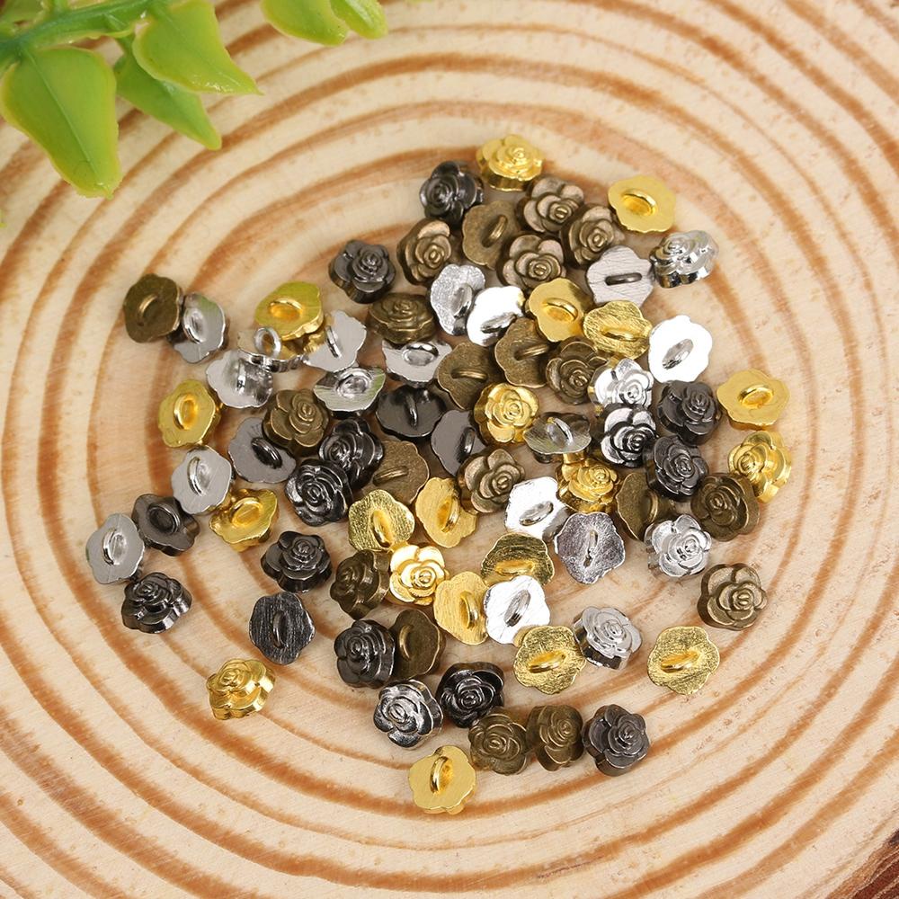 Set 1 / 20 Nút Mini Hình Hoa Hồng Làm Quần Áo Búp Bê DIY