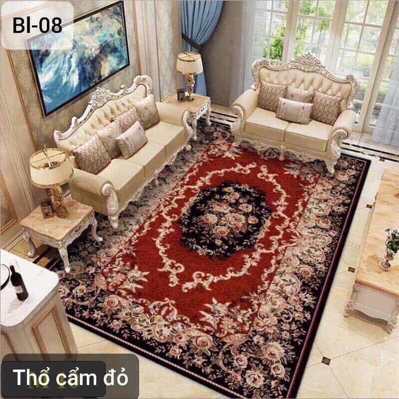 Thảm trải sàn Sofa trang trí phòng khách Bali in 3D Nhung nỉ lì cao cấp.