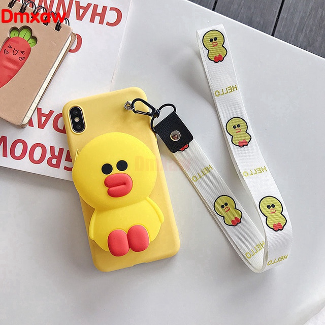 Ốp điện thoại có dây đeo và ví nhỏ họa tiết hoạt hình xinh xắn cho Samsung Galaxy A20s A10s A50 A30S A50S