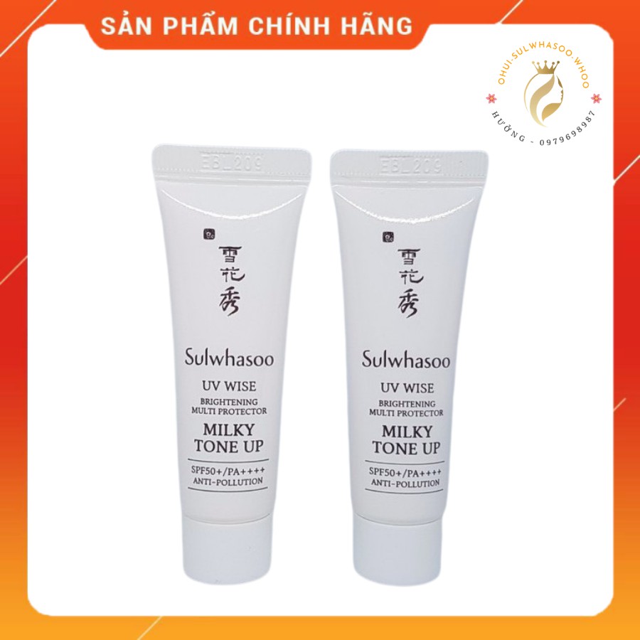 Kem chống nắng dưỡng trắng cao cấp Sulwhasoo Uv White Milky Tone Up - Lọ 10ml , nâng tông trắng hồng , cải thiện sắc da