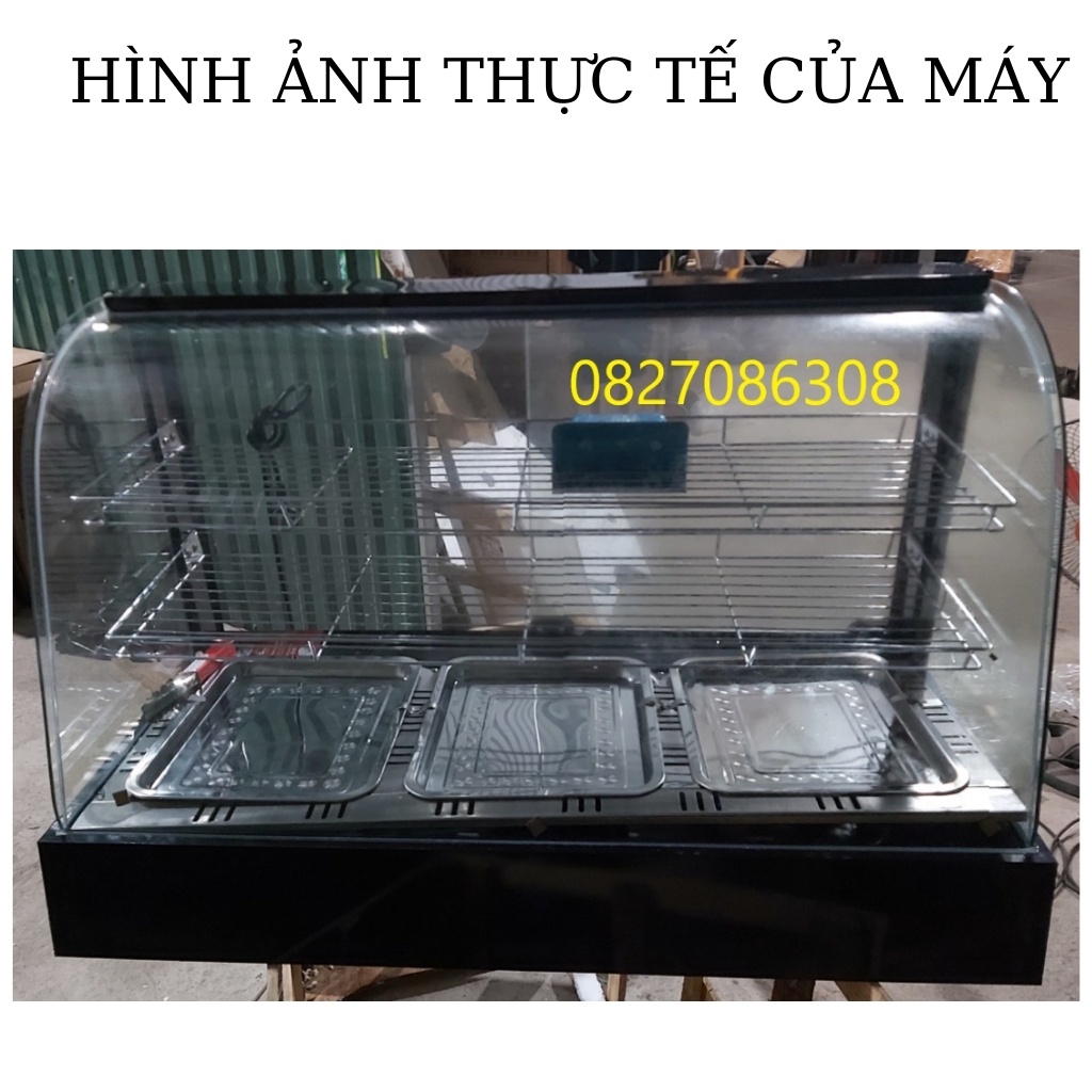Tủ giữ nóng thức ăn, thực phẩm tiện ích 3 khay, TRƯNG BÀY ĐẸP, Tủ giữ nóng bánh mỳ, gà rán, khoai tây chiên