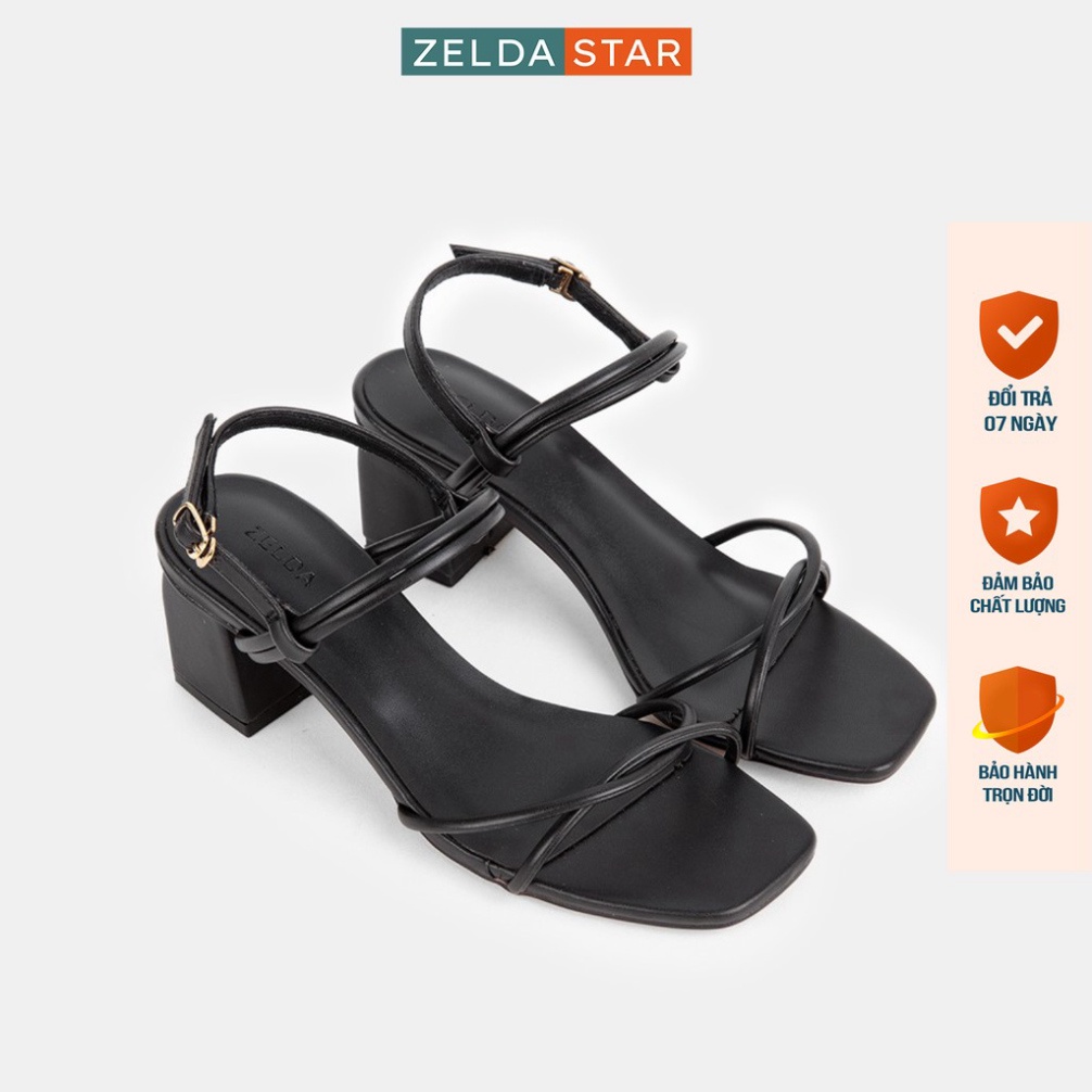 Giày Sandal Zelda Star cao gót vuông 5cm quai ngang mảnh - SN009820