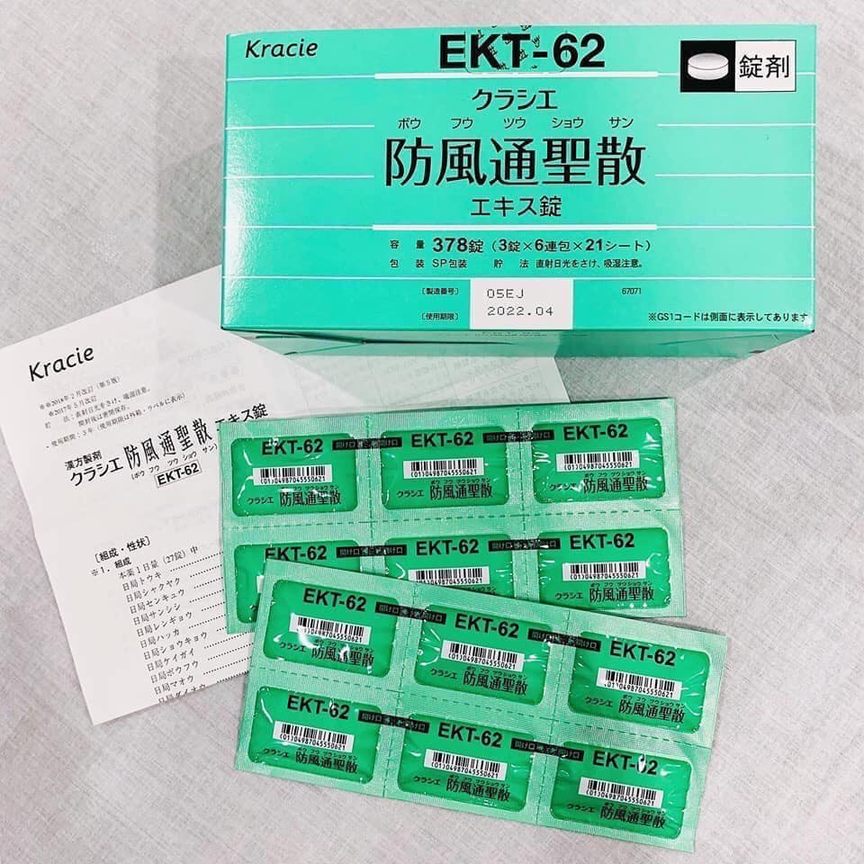 Hộp giấy đựng viên Giảm cân Tiêu Mỡ Kracie EKT-62 Nhật bản 378 viên 21 vỉ