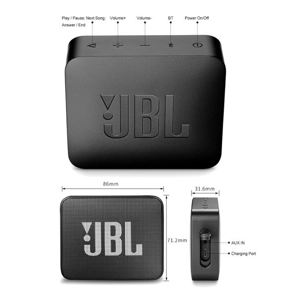 JBL GO 2 Loa Bluetooth Không Dây Nhỏ Gọn Dùng Ngoài Trời Euphemia