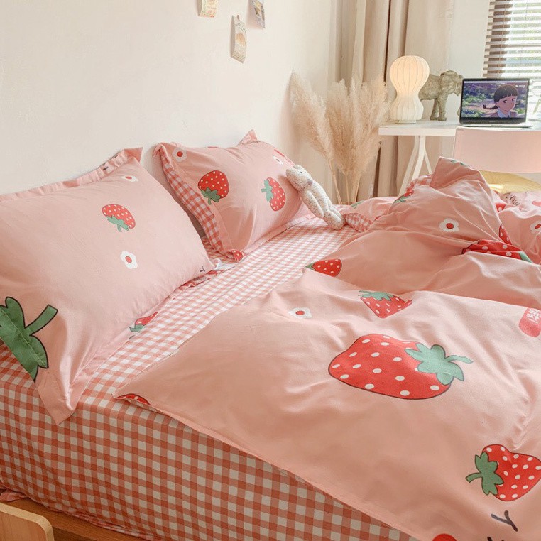 Bộ cotton poly, set cottong poly Dâu Tây nhập khẩu