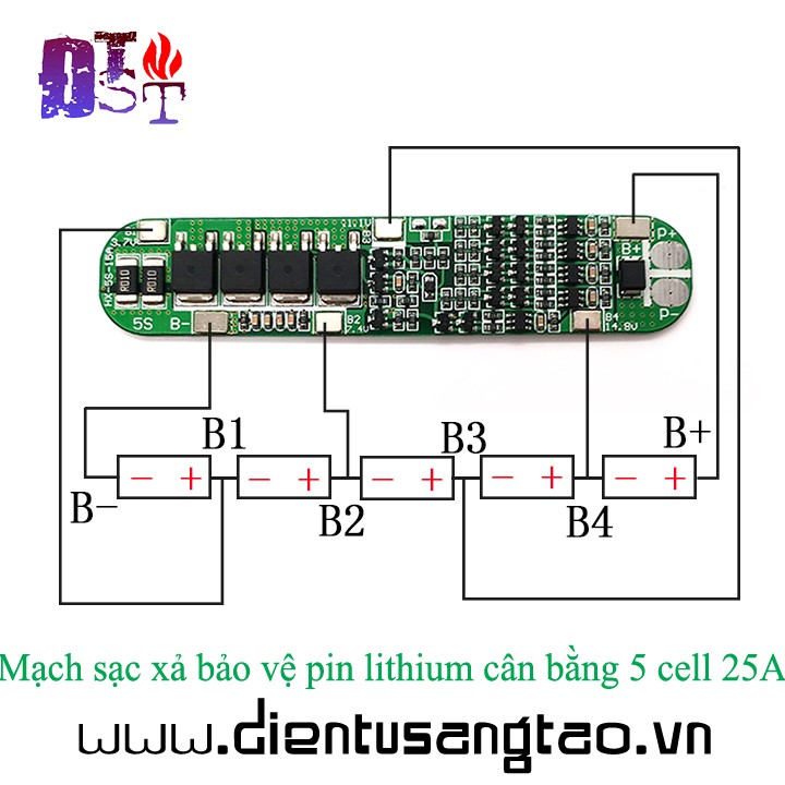 ✅ [RẺ NHẤT VIỆT NAM] ⚡ Mạch sạc xả bảo vệ pin lithium cân bằng 5 cell 25A