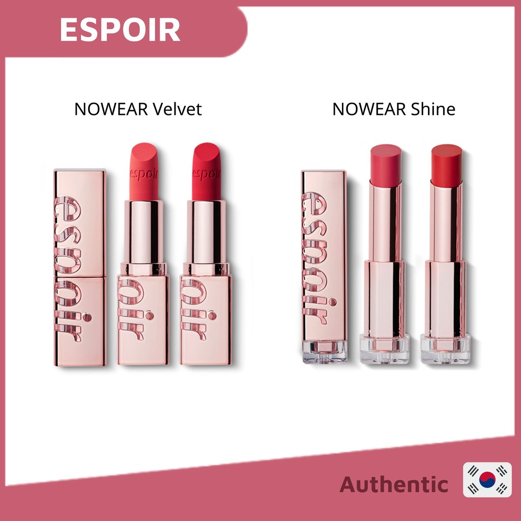 [ESPOIR] Son thỏi lì - LIPSTICK NOWEAR VELVET / bóng - SHINE