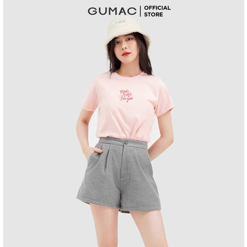 [Mã WABRGUM giảm 10% tối đa 30K đơn 99K] Áo thun nữ in chữ đẹp thời trang GUMAC chính hãng cổ tròn nhiều màu ATC03001