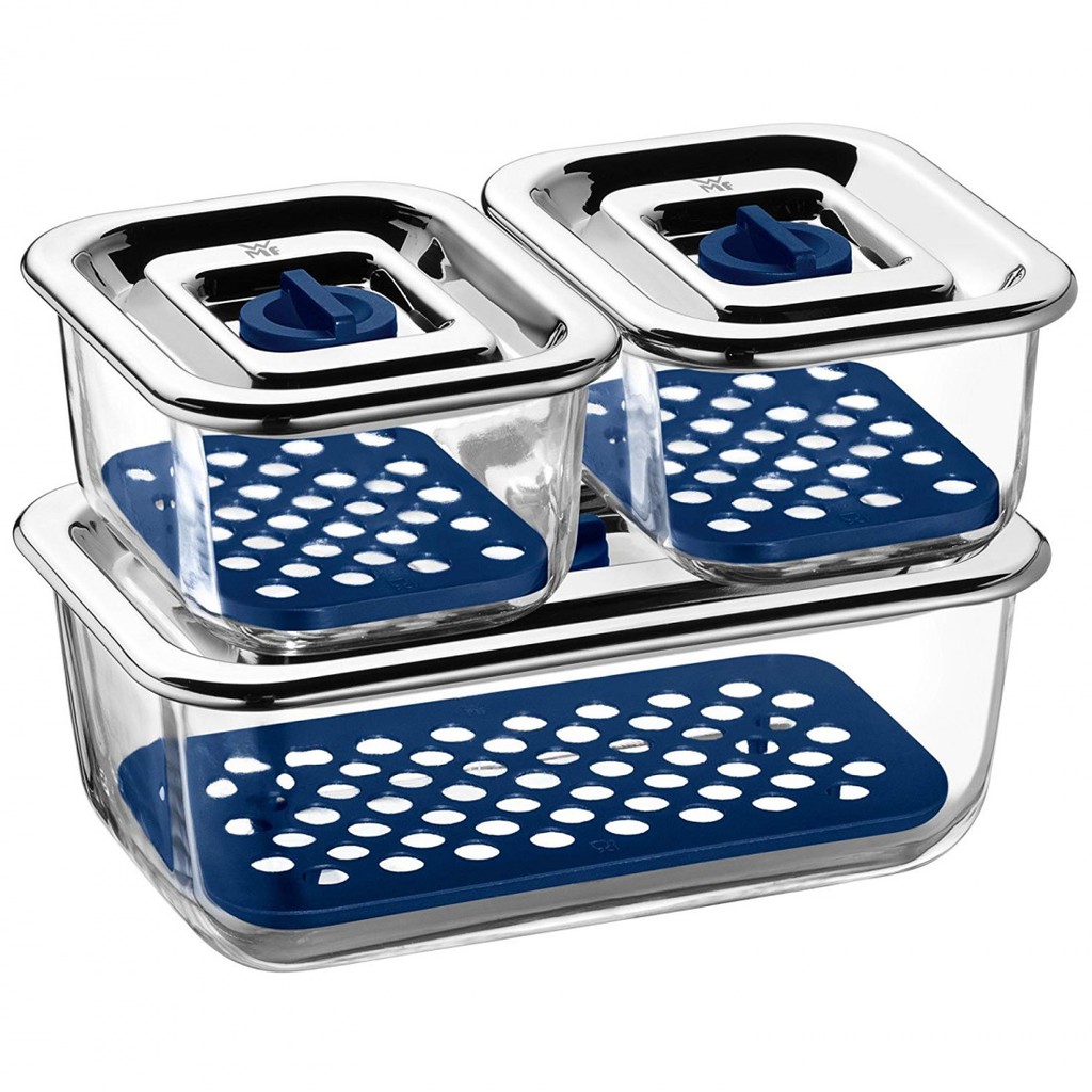 Set 3 hộp thủy tinh đựng thực phẩm WMF bảo quản thực phẩm kín [nhập Đức chính hãng]
