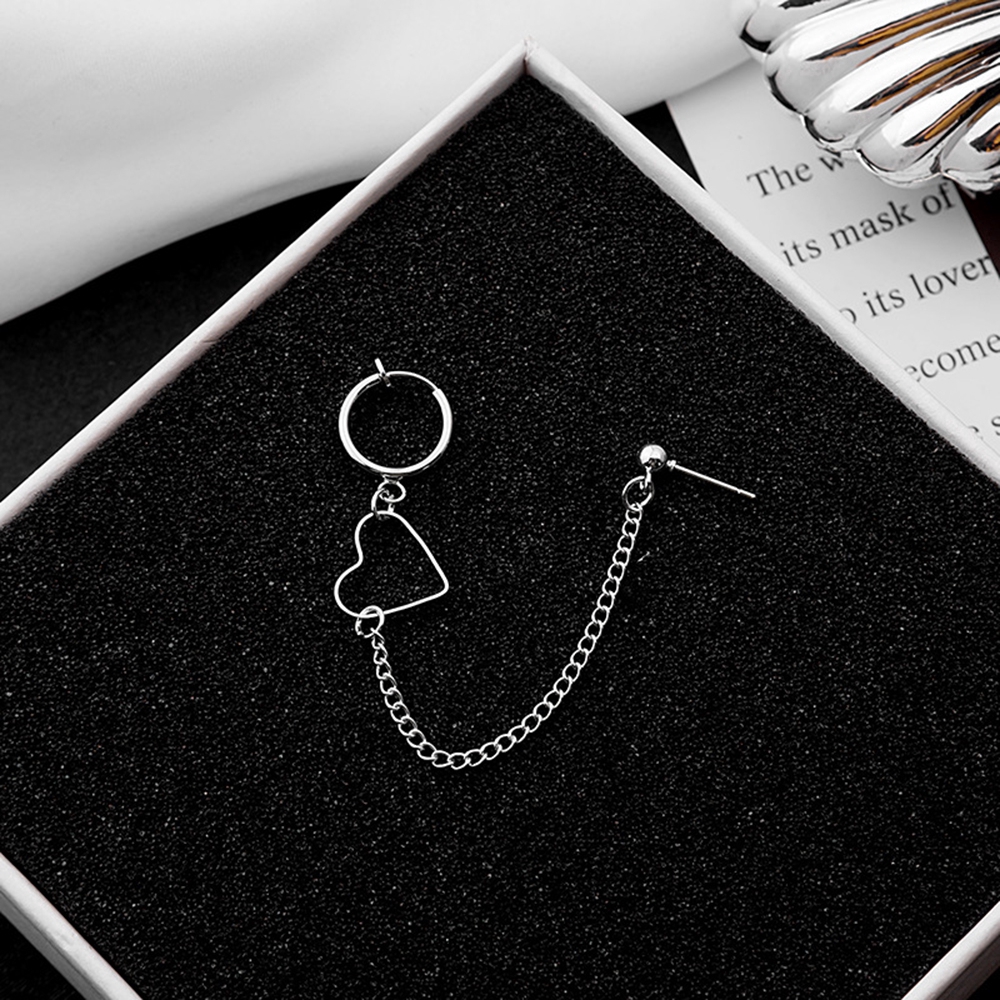 Khuyên tai hình trái tim rỗng phối dây chuỗi phong cách cổ điển