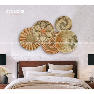 Bộ đĩa cói treo tường - Set 5 đĩa
