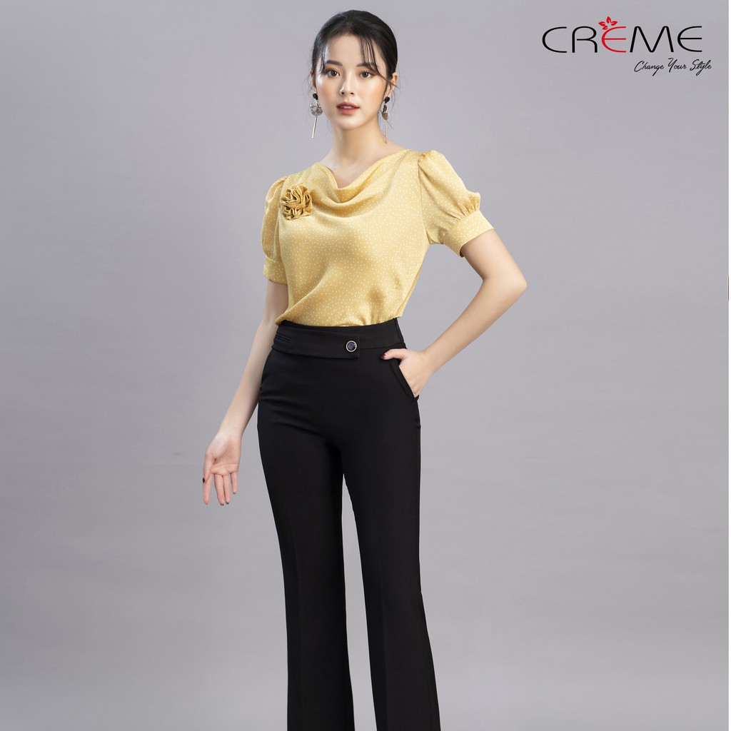 Áo sơ mi cổ đổ chấm bi siêu hot SM1023 CREME