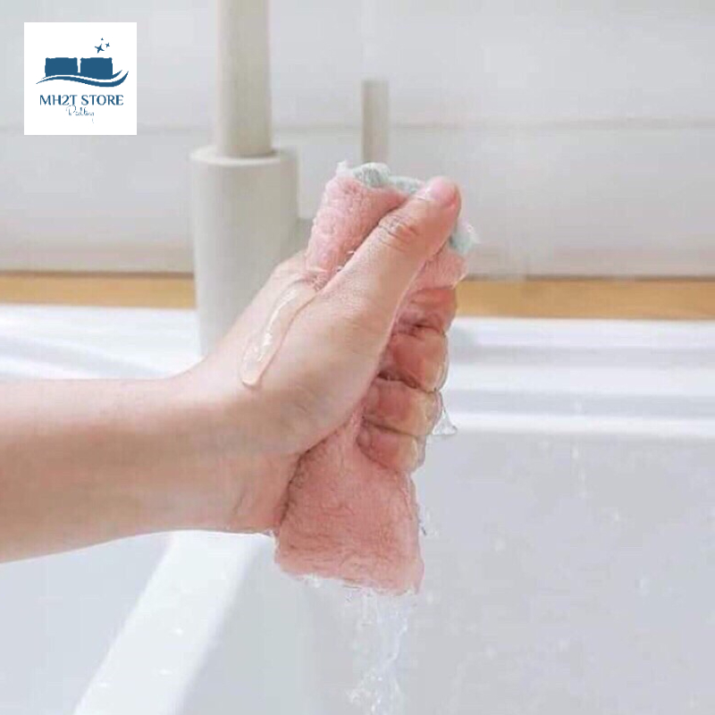 Khăn lau đa năng bếp, bát đĩa, cốc chén thấm nước chống dính dầu mỡ hai mặt SHOP MH2T STORE