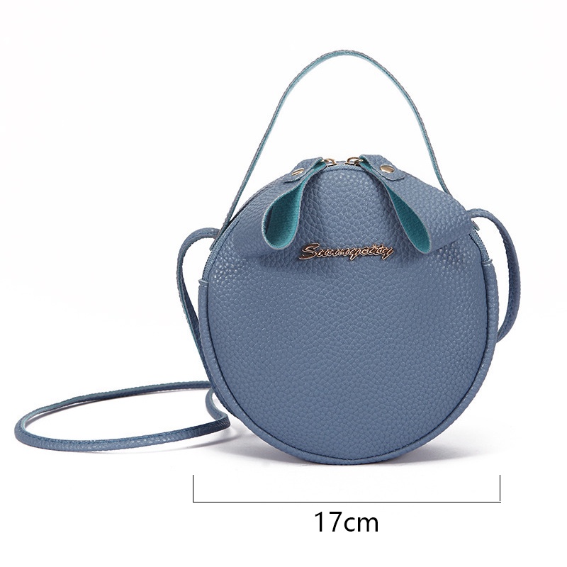 Túi da đeo chéo mini dáng tròn sức chứa lớn cổ điển thời trang cho nữ