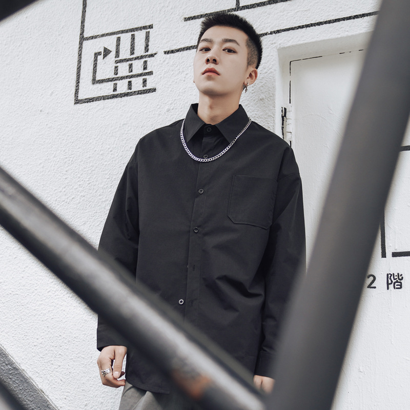 Áo Sơ Mi Nam Tay Dài Form Rộng Màu Trơn Phong Cách Hàn Quốc Cỡ M-2XL | BigBuy360 - bigbuy360.vn