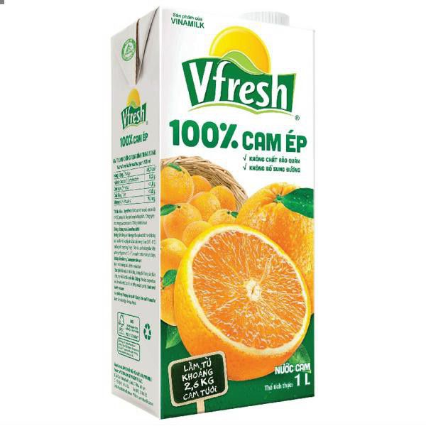 Nước cam ép Vfresh 100% cam hộp 1L