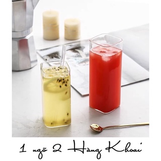 Cốc cafe thuỷ tinh dáng vuông 380ml