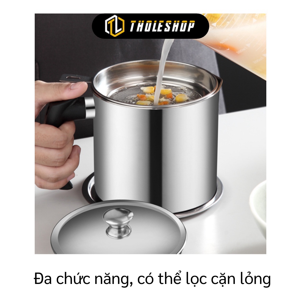 Ca lọc cặn dầu bằng thép XẢ TỒN Bình Lọc Dầu 304 Bằng Thép Không Gỉ 14.5x12.5x15cm 9582 Dụng cụ nhà bếp