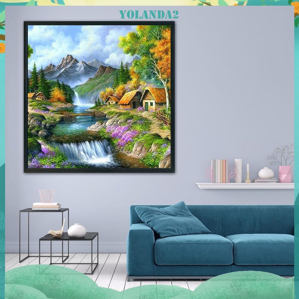 Tranh thêu chéo 3 sợi in sẵn trang trí nội thất hình khung cảnh miền quê 11CT DIY