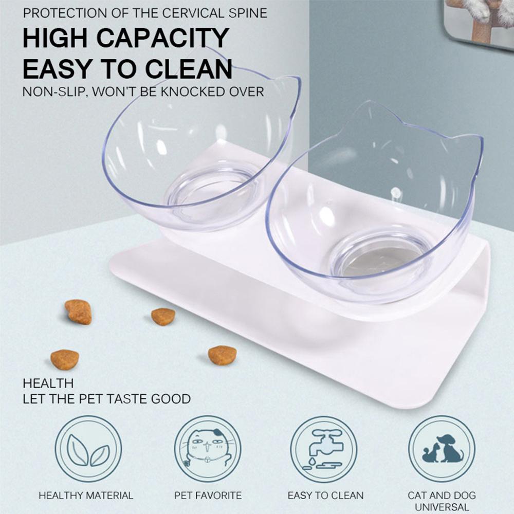 Tô Đựng Thức Ăn Cho Mèo LAYOR1 Có Thể Tháo Rời 15 Độ° Đĩa Đựng Thức Ăn Cho Thú Cưng Trong Suốt Thiết Kế Nghiêng Hình Tai Mèo