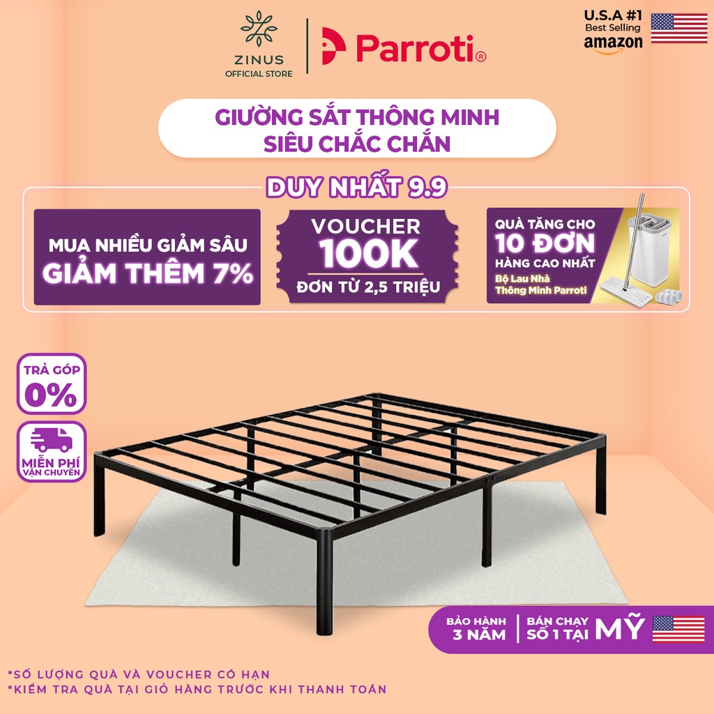 Giường Sắt Thông Minh Zinus Van 40Cm Siêu Chắc Chắn Với Góc Bo Tròn