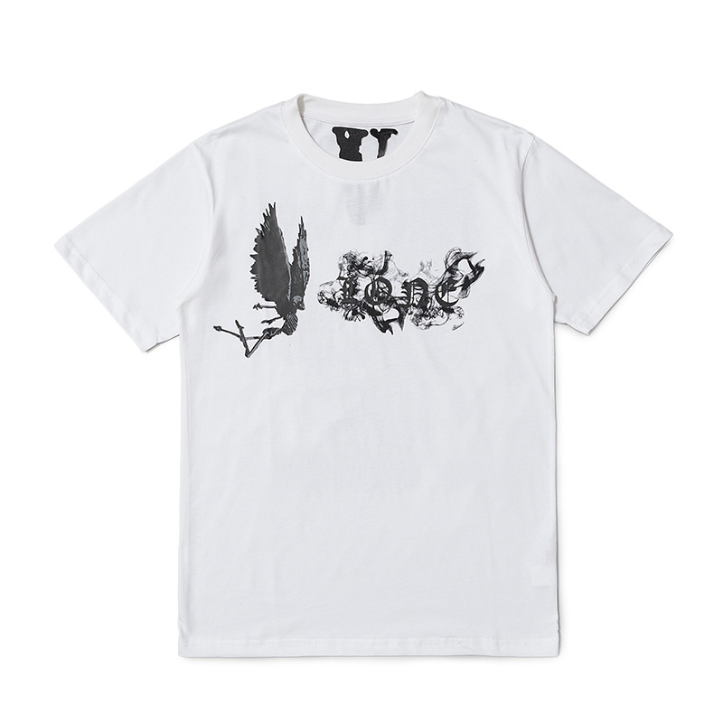 Áo thun cotton tay ngắn plus size in chữ Vlone phong cách cổ điển cho nam và nữ
