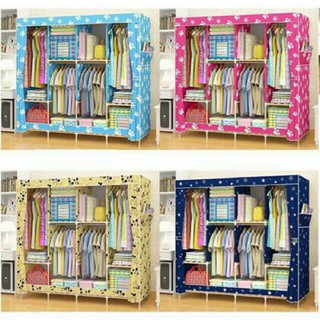 [ Bảo hành 18 tháng ] Tủ vải Khung gỗ 4 buồng cực bền , tiện lợi