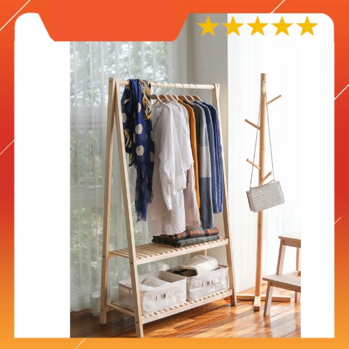 [HÀNG LOẠI A] GIÁ TREO QUẦN ÁO GỖ THÔNG CHỮ A 2 TẦNG HÀN QUỐC SIZE 86 - A HANGER 2F