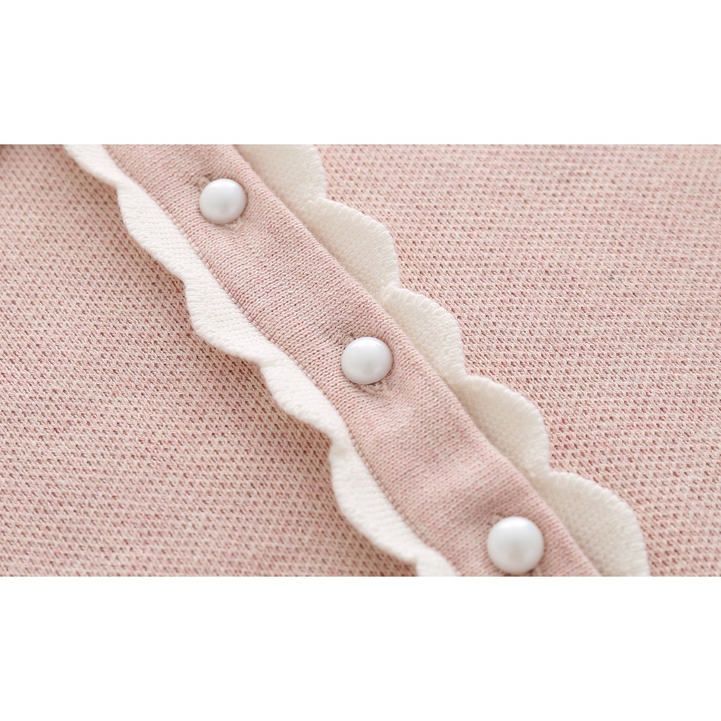 Autumn Baby Girls Pink Knit Cardigan Solid Skirt Two-piece Suit