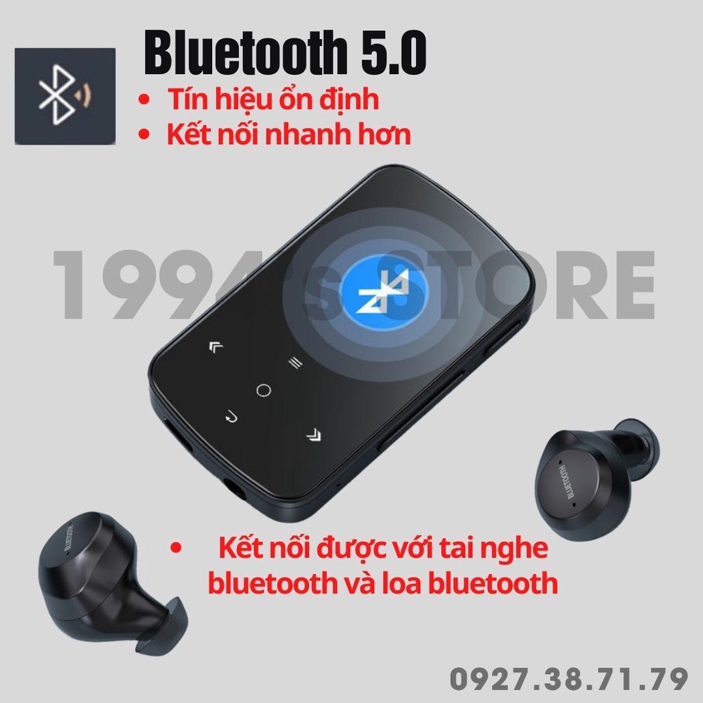 Máy nghe nhạc thể thao nhỏ gọn Benjie M9 Bluetooth 5.0 Bộ nhớ 32GB Lặp đoạn A-B, Hỗ trợ tập thể dục thể thao