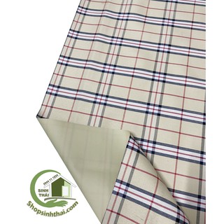 [1 mét] Vải sọc caro màu hường, bố PVC không thấm nước khổ 1,5m - may bạt, dù, túi xách