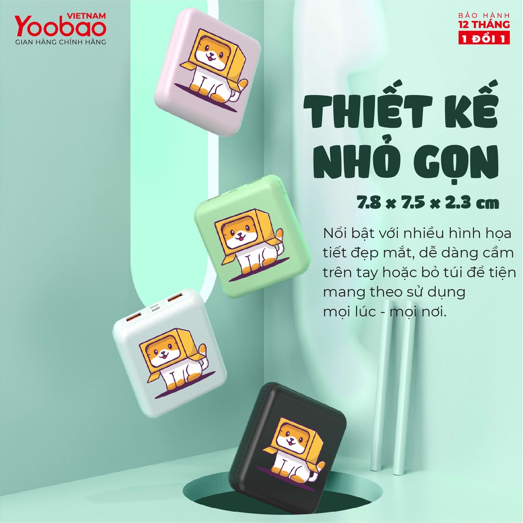 Pin dự phòng Yoobao M4 mini 10000 mAh - Sạc đồng thời 2 thiết bị - Hàng phân phối chính hãng