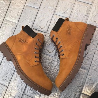 Giày da bò nguyên miếng cao cổ mã rw03 vàng bò