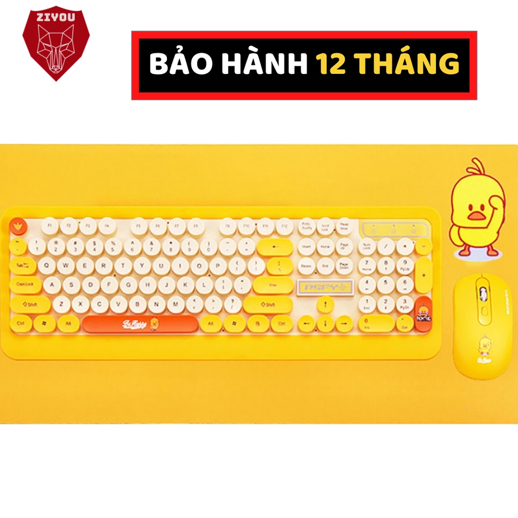 Bộ bàn phím và chuột không dây ZIYOU K68 màu vàng siêu xinh, kết nối chuẩn 2.4ghz tương thích máy tính, pc ,laptop