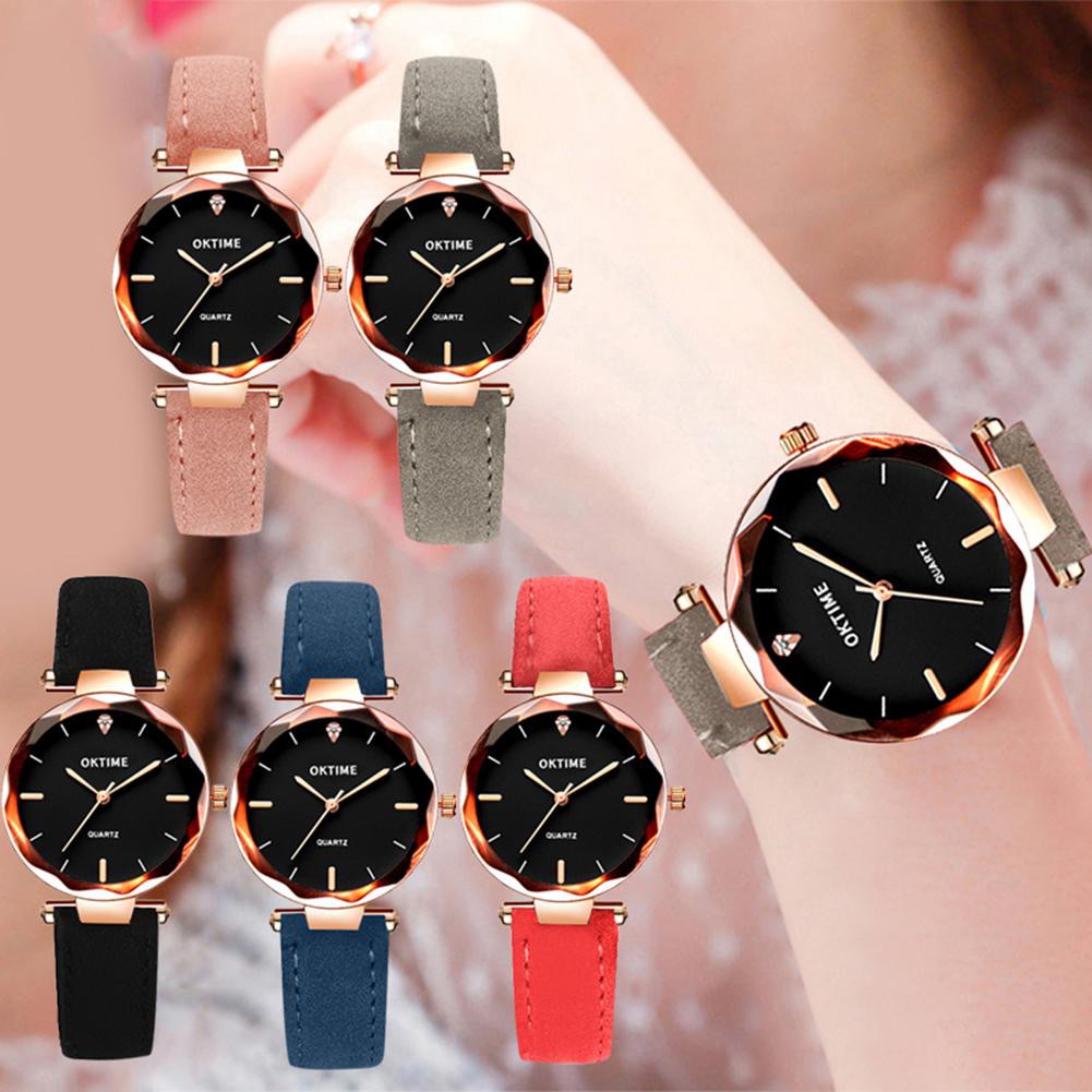 Đồng Hồ Analog Máy Quartz Mặt Tròn Đính Kim Cương Giả Chống Nước Cho Nữ