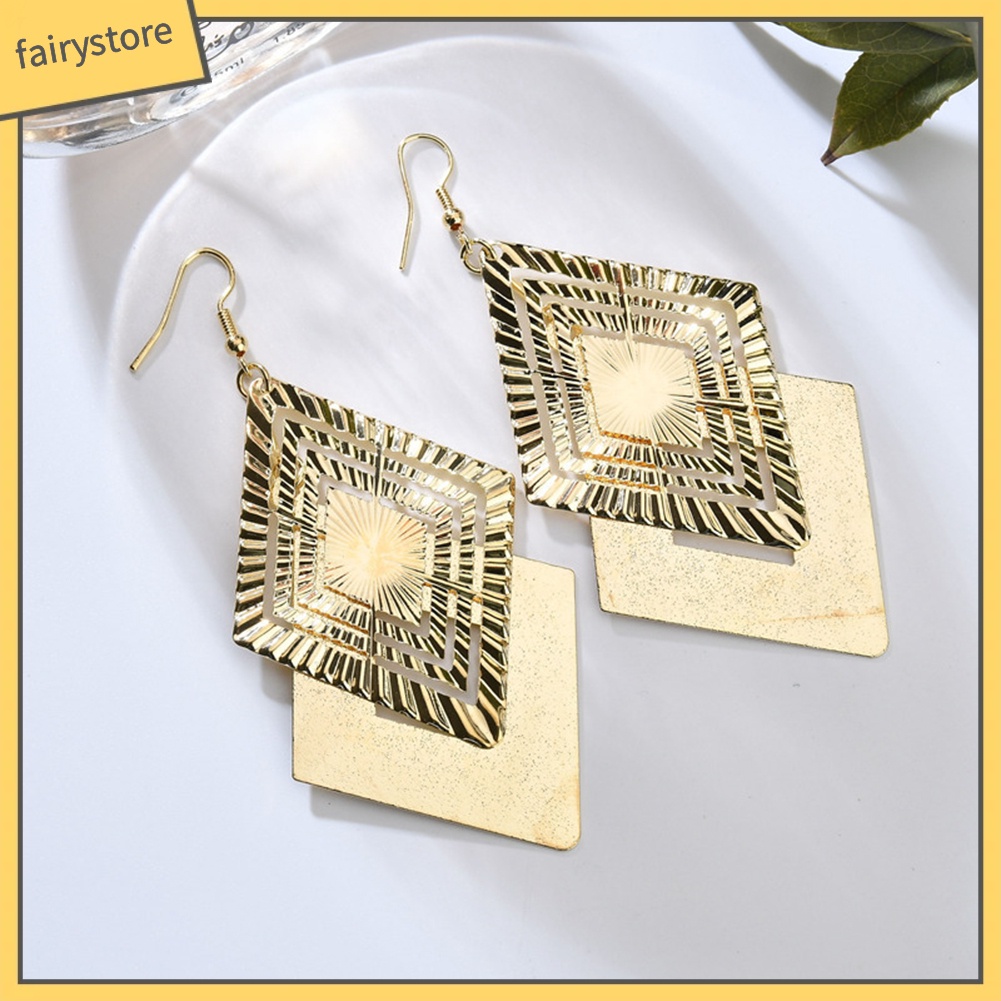 Bông Tai Dáng Dài Thiết Kế Hình Thoi   Lớp Thời Trang